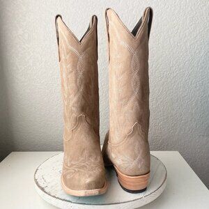 Lane LEXINGTON Women Cowboy Boots 8 Latte Suede Western Cowgirl Mid Calf Tall